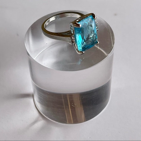 🎉HP🎉16.42CT Natural Aquamarine S925 silver & white topaz pavé setting ring - Picture 6 of 6